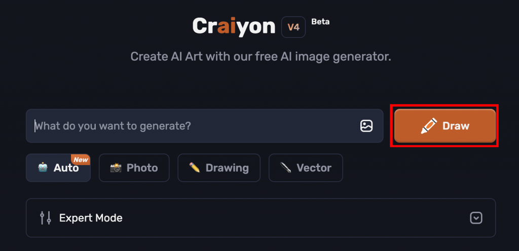 Click “DRAW” to begin the art generation process