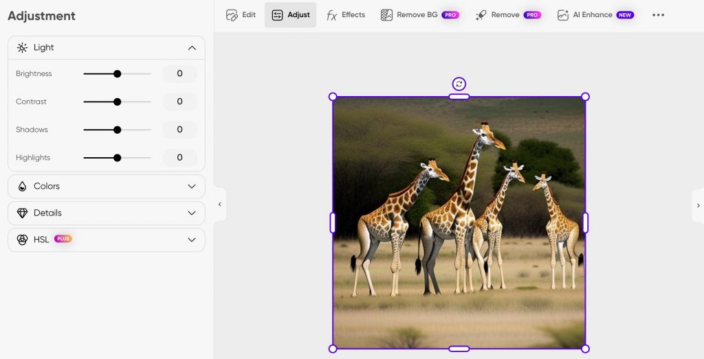 Customize your image by selecting resolution, styles, and colors.