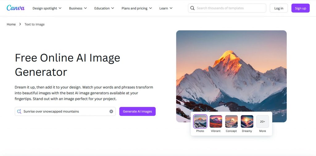 Free Canva AI Image Generator