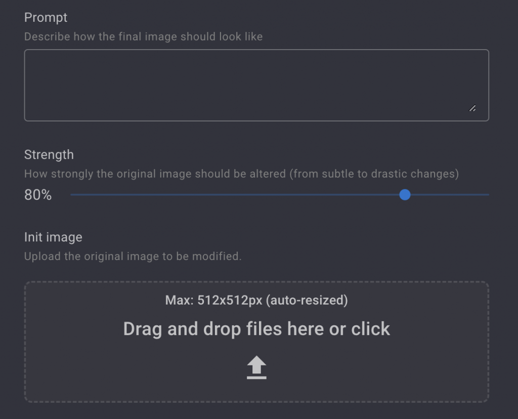 Input your text prompt or upload an existing image.